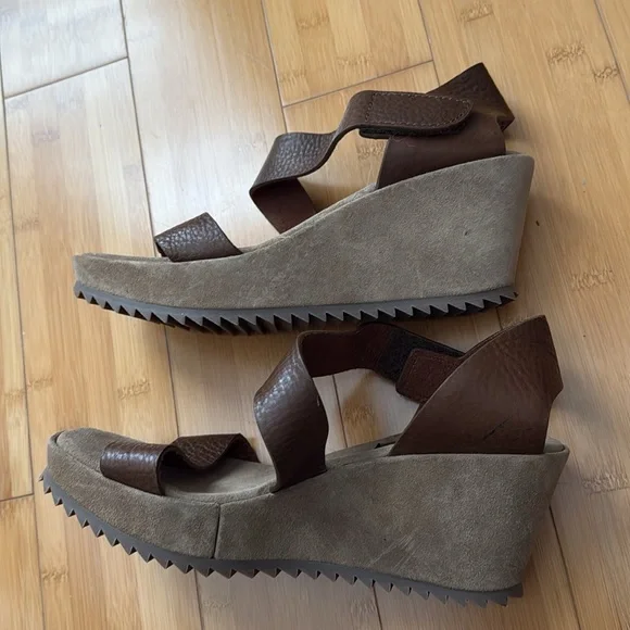 Pedro Garcia heeled wedge sandal platform in luxe brown leather - Picture 4 of 8